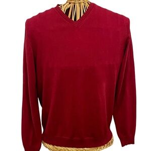 Men's V Neck Maroon Red Cotton Sweater By Express - NEW - Size Large